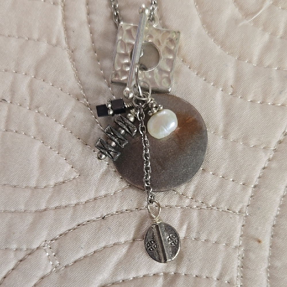 Silver Tone Front Toggle Necklace - image 2